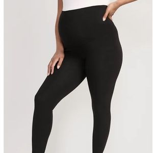 Maternity Rollover-Waist 7/8-Length Leggings - Black